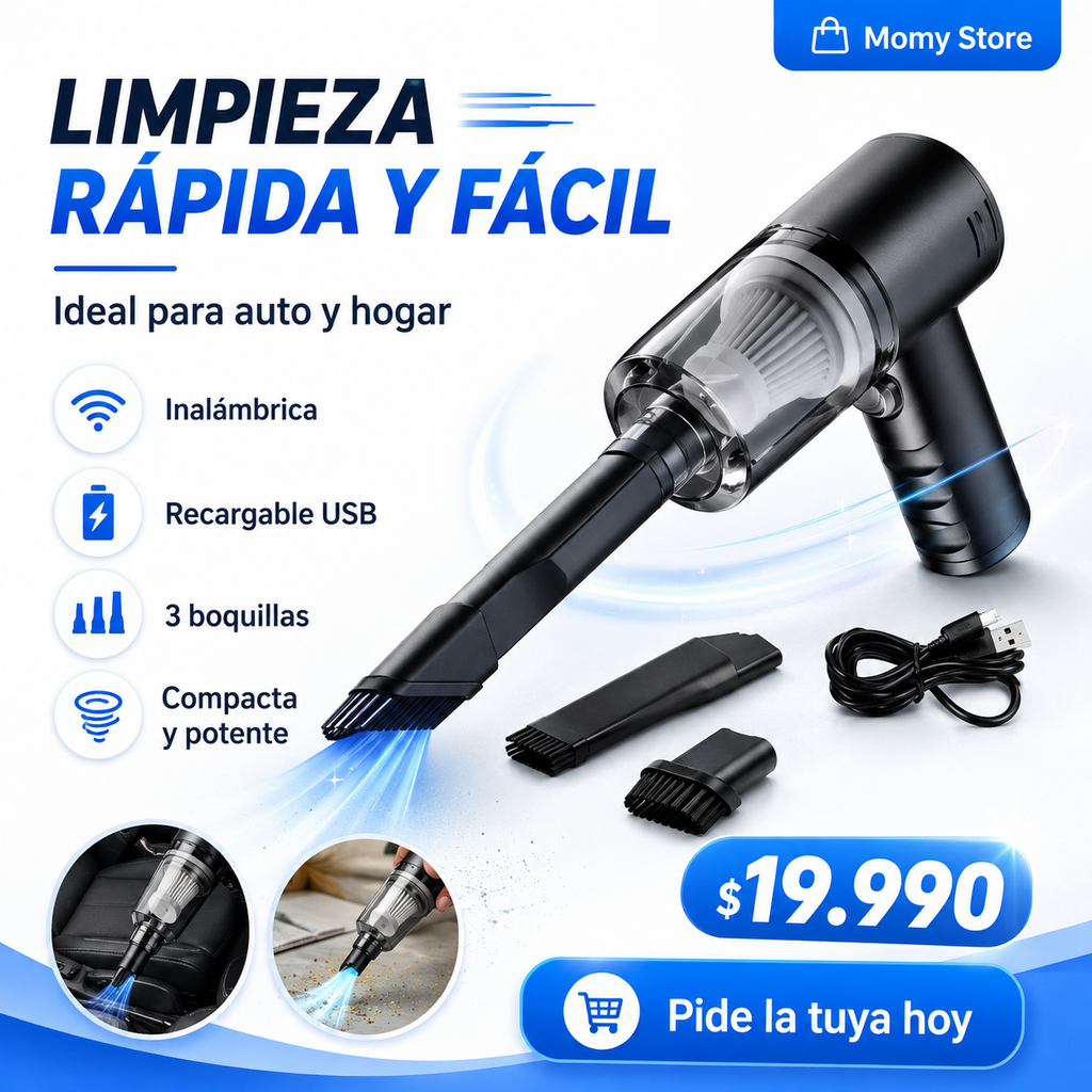 Mini Aspiradora Inalámbrica Portátil para Auto y Hogar