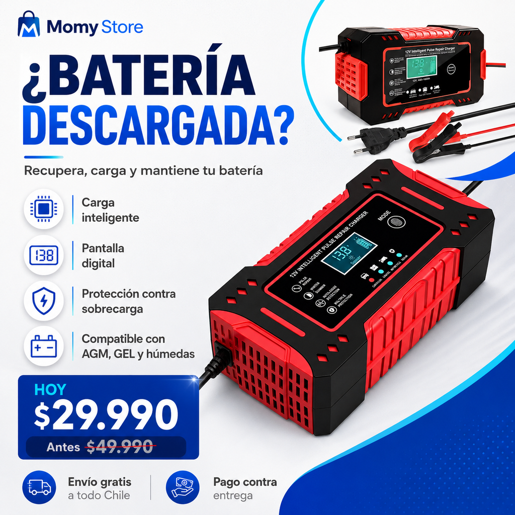 Cargador Reparador Inteligente 12V para Baterías de Auto